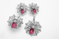 Sterling Silver Spider Web Pendant Red Ruby Swarovski Gemstone Necklace