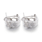 3.13g Sterling Silver Oval Hoop Earrings Rhombus Cubic Zirconia Square Stud Earrings