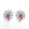 Ruby 925 Sterling Silver Stud Earrings With Swarovski Crystals 4.85g Spider Web