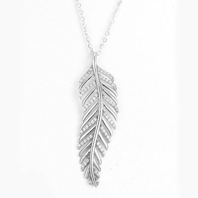 925 Sterling Silver Leaf Shape Pendant PVD Plating Tffany Pendant Necklace
