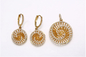 AAA+ CZ 925 Sterling Silver Bridal Sets Circular Spiral Gold Plated Silver Earrings