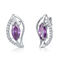 AAA+ 925 Sterling Silver Gemstone Earrings Purple Diamond Leaf Shaped For Women