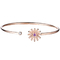 18K Pink Diamond Bangle 0.24ct 13mm Diameter Solid Gemstone Bangle With Flower