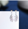 Customized 18k White Gold Diamond Earrings 0.38ct Silver Feather Stud Earrings