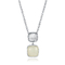 Mirror Polished 925 Silver Gemstone Pendant Cushion White Jade Pendant Necklace