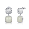 10x10mm Cushion White Jade Stud Earrings 925 Silver Minimalist Style