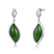Cabochon 925 Sterling Silver Gemstone Earrings 7x12mm Rectangle Green Jade