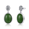 December Birthstone 925 Sterling Silver Gemstone Earrings 10x13mm Oval Green Jade