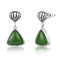 Birthstones 925 Sterling Silver Gemstone Earrings Trillion Green Jade Stud Earrings