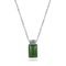 2.08g 925 Silver Gemstone Pendant Bead Chain 9x14mm Rectangle Green Jade Pendant