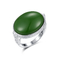 Sagittarius Birthstone Green Jade Ring Sterling Silver 16x20mm Oval Shape