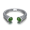 Cabochon 925 Sterling Silver Gems Bangles 12x14mm Oval Green Jade Stone