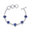 Birthstones 925 Sterling Silver Bracelet   Round Lapis Lazuli Bracelet