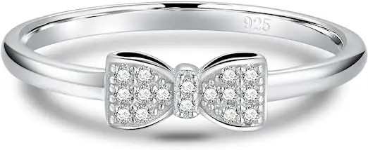 Bow Knot Shaped 925 Sterling Silver Rings , Zircon Sterling Silver Cz Engagement Rings