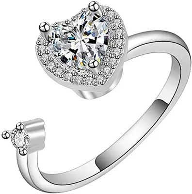 925 Sterling Silver Friendship Rings , Love Silver Zircon Classic Ring