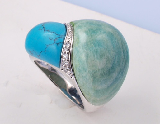 Colorful Tourmaline Gemstone Rings For Women / Unisex 4-6g Rhodium Plated Fashion Jewelry
