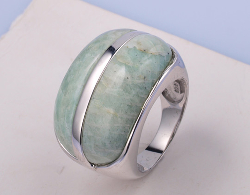 Rhodium Plated 925 Silver Gemstone Rings For Casual Party And Anniversary Wear