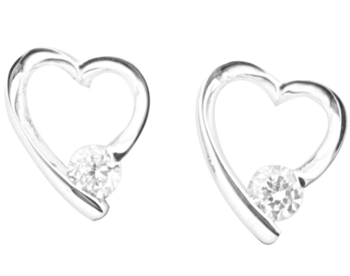 Heart Earring Stud 925 Silver CZ Earrings Small Cz Stone 1.0-1.25mm Perfect For Any Occasion Cubic Zirconia Stud Earring