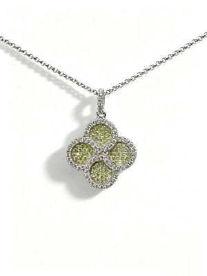 2026 Hot Summer 925 Silver CZ Pendant with Apple Green White AAA CZ Stones Lucky Flower-shaped Pendant Jewelry Rhodium Plated for Prosperity Longevity Jewelry