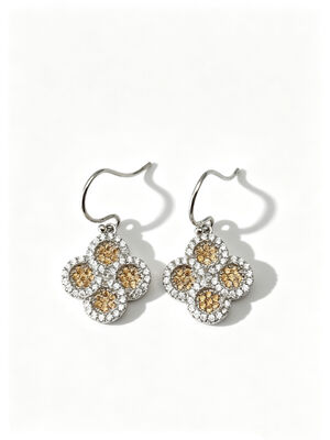 2026 New Hot Summer 925 Silver CZ Earrings Wire with Dk Champagne and White AAA CZ Stones, Round Lucky Flower Circle Earring Jewelry Rhodium Plated for Classic Look, Dark Champagne CZ Jewelry Collect