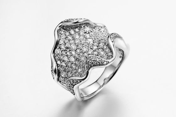 Reticular Female Cubic Zirconia Wedding Bands 9.84g Sterling Silver Cz Anniversary Bands