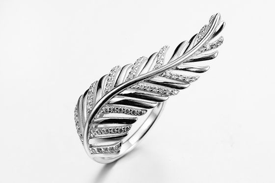 Inregular Shape 925 Silver CZ Rings AAA Sterling Silver Angel Wing Ring