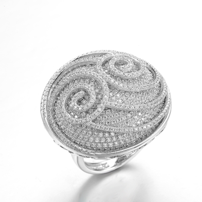 Cubic Zirconia Mens Silver Patterned Rings 13.8g Sterling Silver Engraved Ring