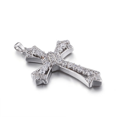 Overlap III 925 Silver CZ Pendant 4.53g Sterling Silver Cubic Zirconia Cross Pendant